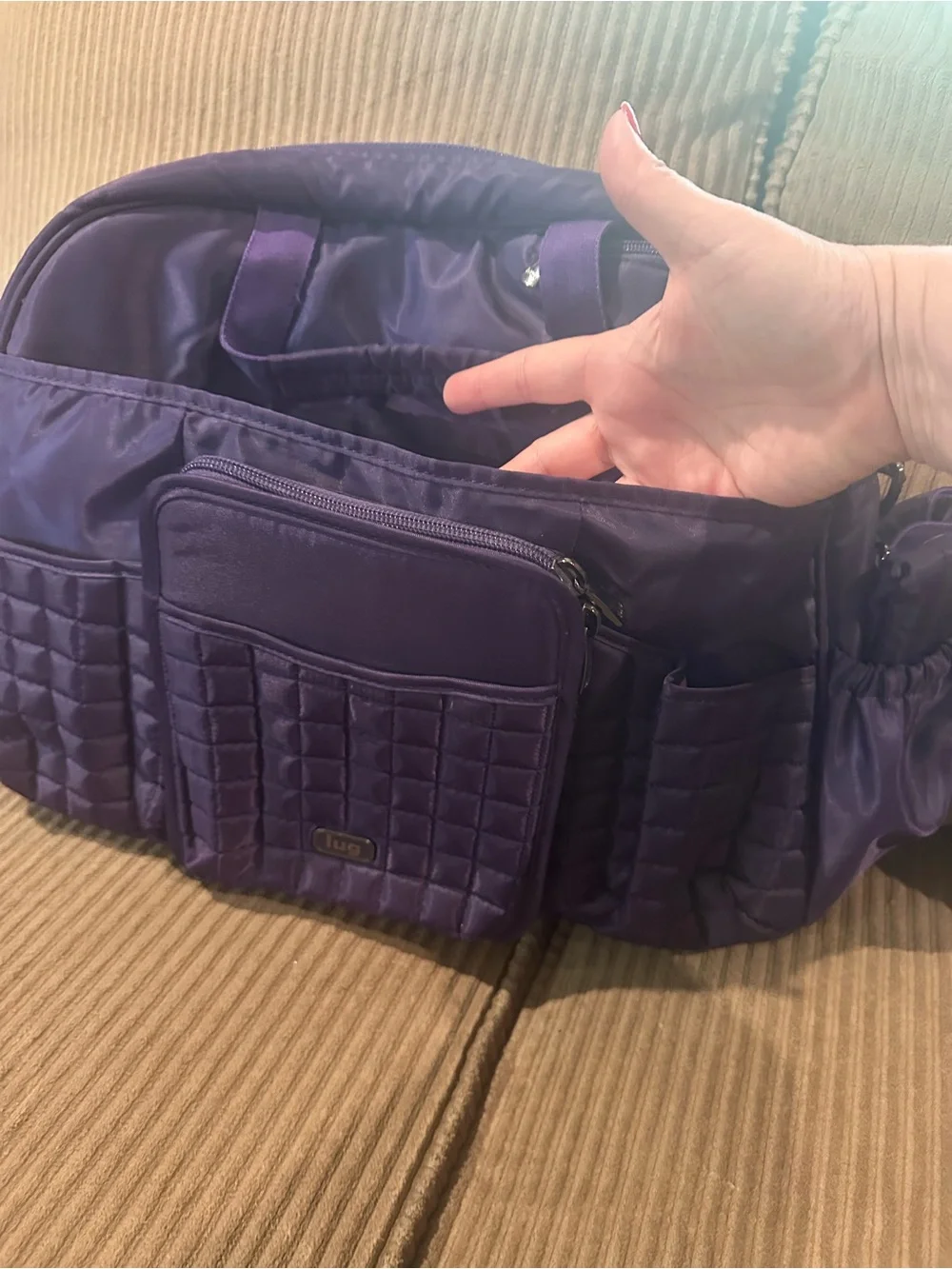 LUG Tuk Tuk Purple Quilted Baby Bag with Multiple Exterior Pockets